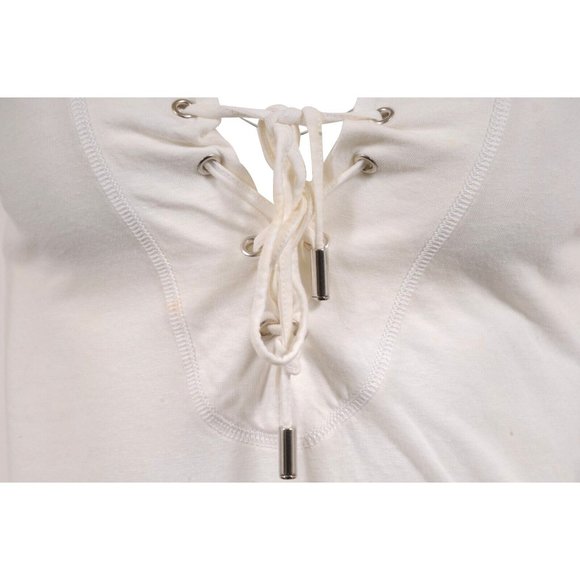 Dsquared2 Womens Lace Up Logo Deep V Neck Tank Top Small White Cotton Linen Y2k - Picture 3 of 11